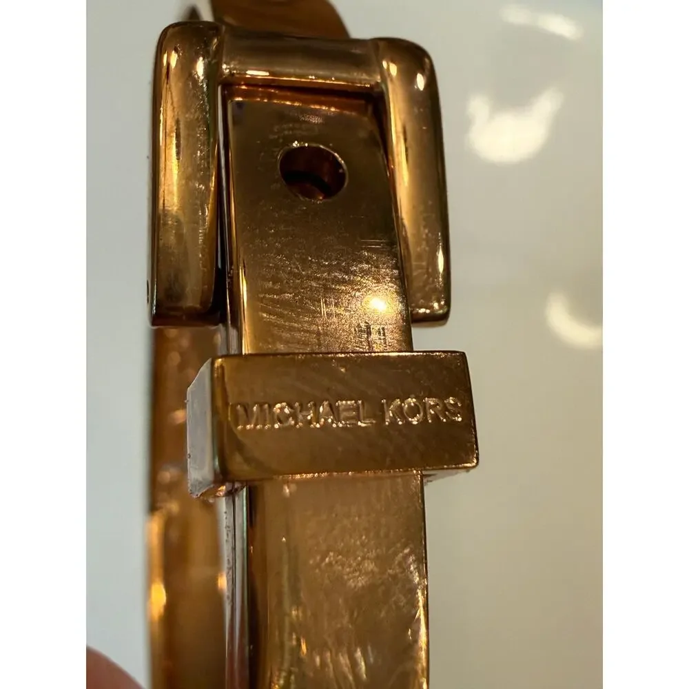 Michael Kors Astor Bronze / Gold Tone Studded Buckle Bangle Bracelet